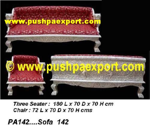 Silver Sofa Set (Set of One pc 3 Seater & Two Single Chairs )(SET OF 3 PCS)